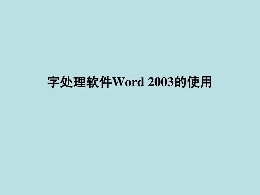 字处理软件Word 2003的使用