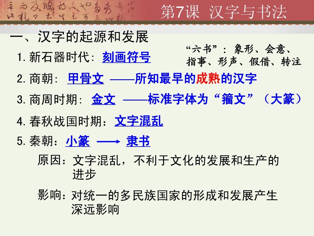 第7课汉字与书法 精品