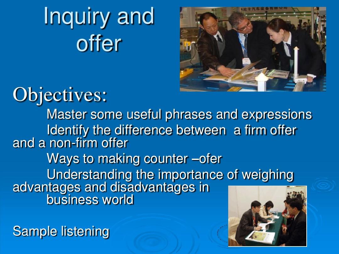 unit 2.  Inquiry and offer