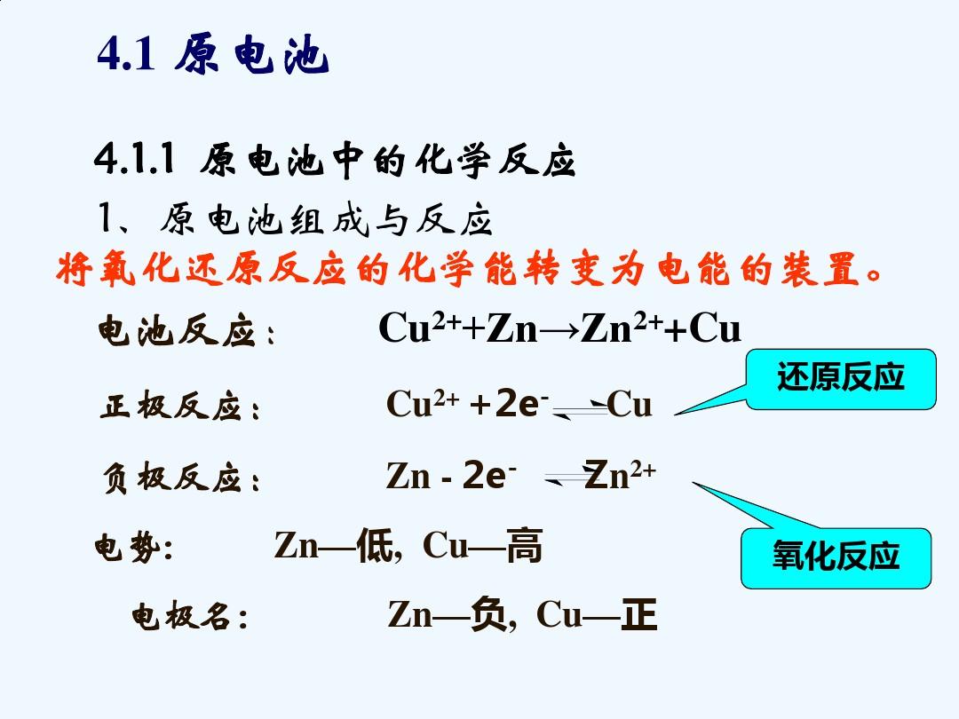 浙江大学普通化学第六版第四章课件 电化学与金属腐蚀