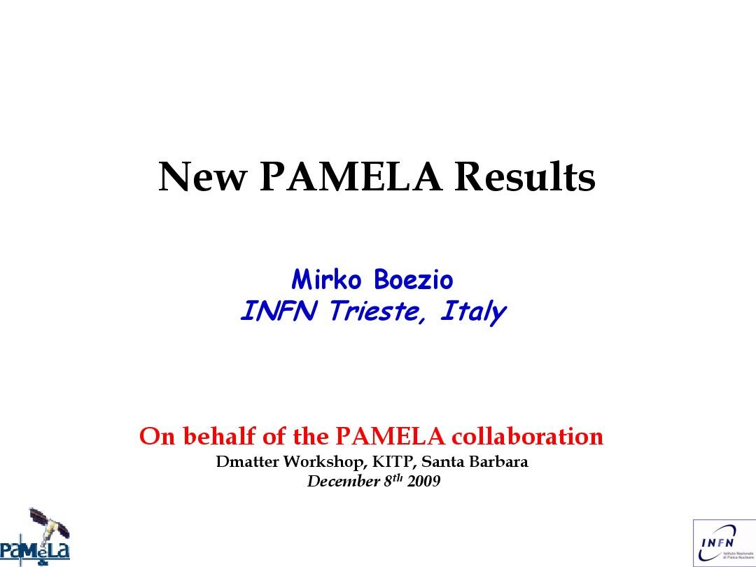 Boezio_New PAMELA Results