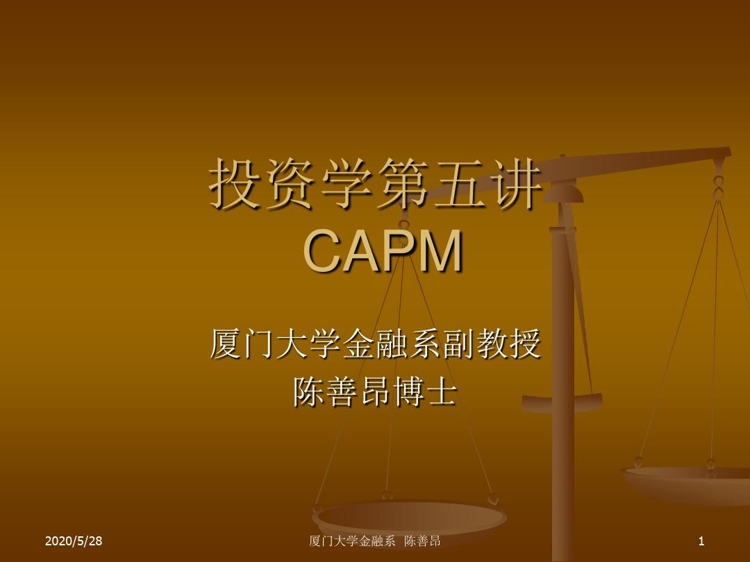 第五讲CAPM(投资学-厦门大学金融系,陈善昂)