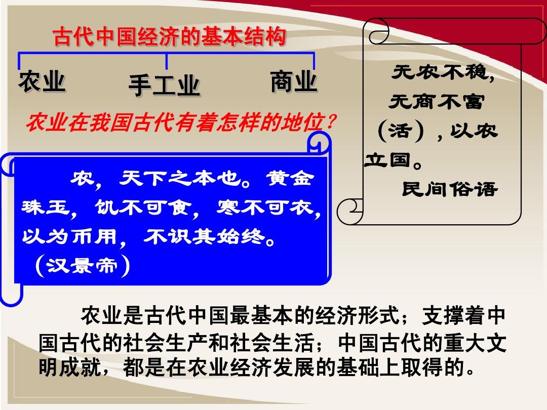 高考历史复习必修二：第一单元-古代中国的经济