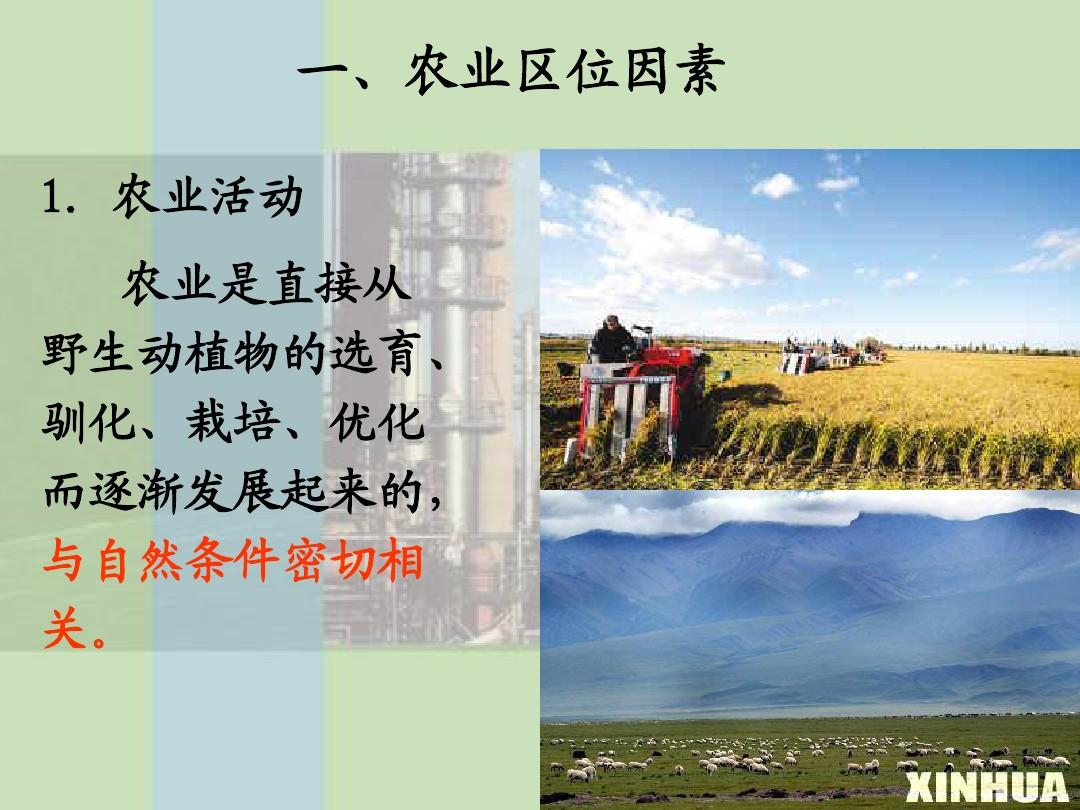 高中地理第二节_农业区位因素及农业地域类型(一)课件湘教版必修3