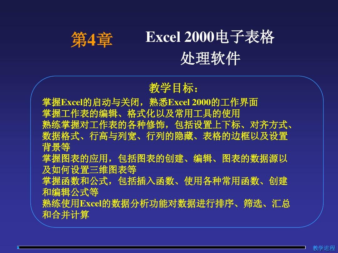 培训大全之PPT课件Excel2000电子表格处理软件学习(基础版)