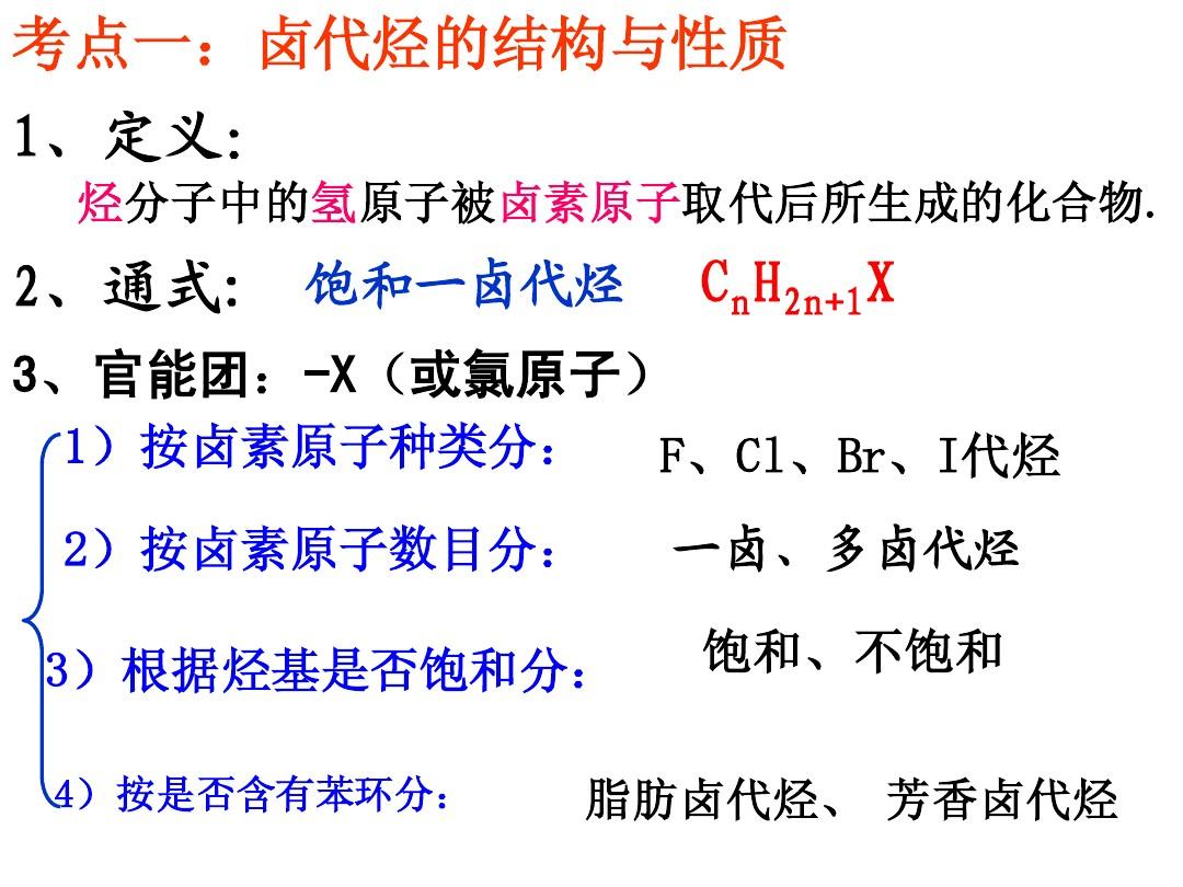 (2013届高考第一轮复习)《有机化学基础》第三节 烃的衍生物